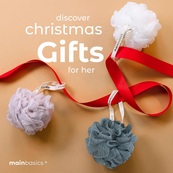 Mainbasics Bath Shower Loofah Sponge Pouf Body Scrubber Exfoliator Body Wash Sponge (Set of 3, Airy Blossom)
