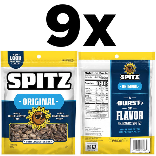 Spitz Sunflower Seeds, Salted, 6 Ounce (Pack of 9) Original 9 Count (Pack of 1)