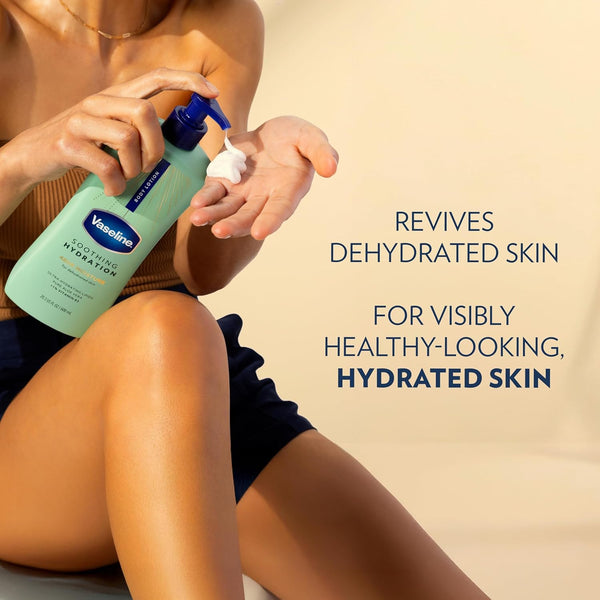 Vaseline Intensive Care Body Lotion Soothing Hydration for Dry Skin with Ultra-Hydrating Lipids + 1% Aloe Vera Extract to Refresh Dehydrated Skin