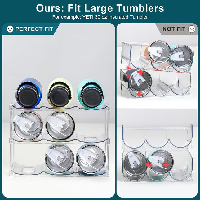 LARGER Compartment - Stackable Water Bottle Organizer Holder - for Stanley & Oth