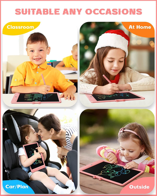 Bravokids 10 Inch LCD Writing Tablet for 3-8 Year Olds - Electronic Drawing Pad and Doodle Board as Educational Birthday Gifts for Girls and Boys