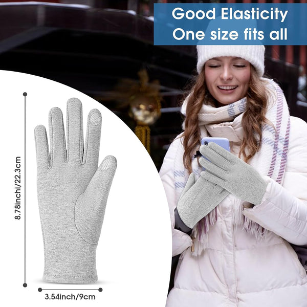 Women gloves cold weather touch screen glove warm fleece lining for driving cycling skiing One Size Gray
