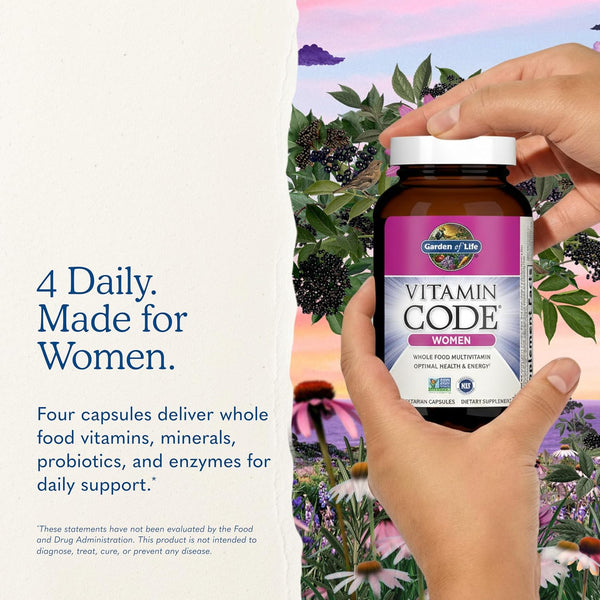 Garden of Life Vitamin Code Women's Multivitamin with Iron and Folate – Whole Food Women’s Vitamins with Probiotics, Digestive Enzymes, Immune