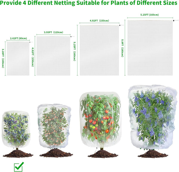 Garden Mesh Netting with Drawstring,Plants Cover Protection from anti Birds,Bugs,Cicadas,And Insects-Pest Barrier Bag for Blueberry
