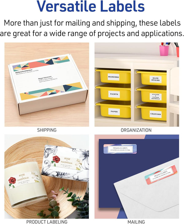 Avery Half-Sheet Printable Shipping Labels, 5.5" x 8.5" Customizable Stickers, White, 50 per Pack, 100 Blank Mailing Labels Total, Great for