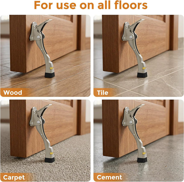 Gotega Door Stopper, 2 Pack Kickdown Door Stop for Bottom of Door, Adjustable Height and Rubber Tip 4 Inches, Heavy Duty Door Stops, Kickdown