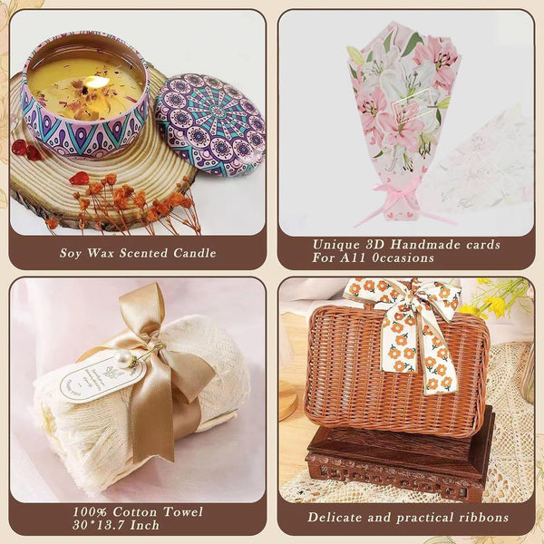 Mother's Day and Get Well Gifts for Women,Birthday Gifts Basket for Women,Relaxing Spa Care Package ,Unique Self Care Gift Basket for Mom, Wife,