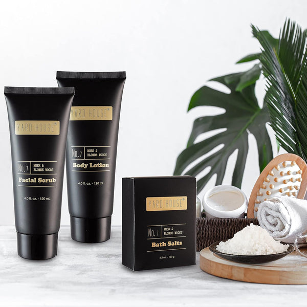 Mens Bath and Body Gift Set - Musk and Blonde Woods - Luxury Christmas, Birthday, Fathers Day Gifts from Daughter, Wife, Son for Dad, Husband -