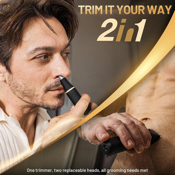 Risina Body Trimmer for Men, 2-in-1 Groin & Body Hair Trimmer, IPX7 Waterproof Electric Razor, Ball & Pubic Hair Trimmer for Private Areas,