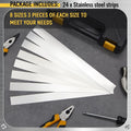 Blulu 24 Pcs 304 Stainless Steel Strips Metal Shim Stock Assortment 1" Width x 12" Length 8 Thickness Sizes Thin Metal Shims for Kitchen Trim Gap