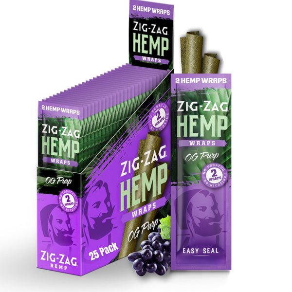 ZIG-ZAG Hemp Wraps 25-Pack - OG Purp (2 Wraps Per Pack) | slow burning xtra large rolling papers