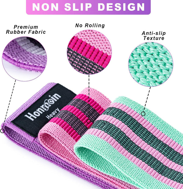 Resistance Bands for Working Out, 3 Levels Fabric Exercise Bands Set Assorted