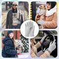 Women gloves cold weather touch screen glove warm fleece lining for driving cycling skiing One Size Gray