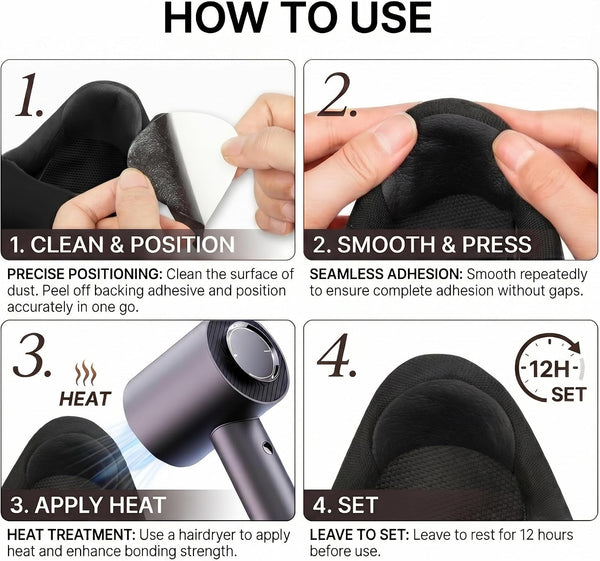 Shoe Heel Repair, 4 Pairs Inside Shoe Heel Patch Pad for Holes | Self-Adhesive, Heel Repair, Hole Repair, For Sneaker, Leather Shoes 4 Pair Black