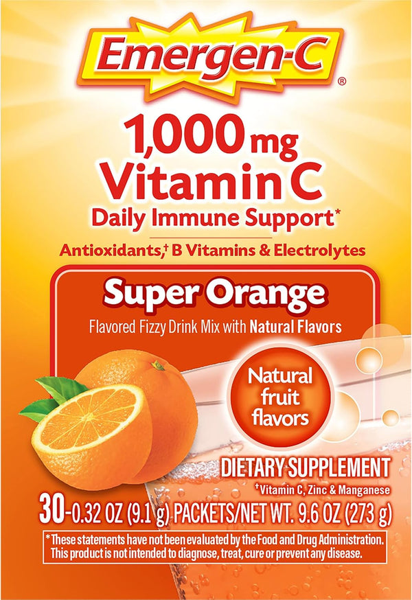 Emergen-C 1000Mg Vitamin C Powder for Daily Immune Support Caffeine Free Vitamin C Supplements with Zinc and Manganese, B Vitamins and