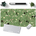 Green Desk Mat XL Cat Cute Plant Cool Desk Pad Keyboard Mat Kawaii Black Cat Flower Mouse Pad Green Desk Mat Desk Decor with Stitched Edges