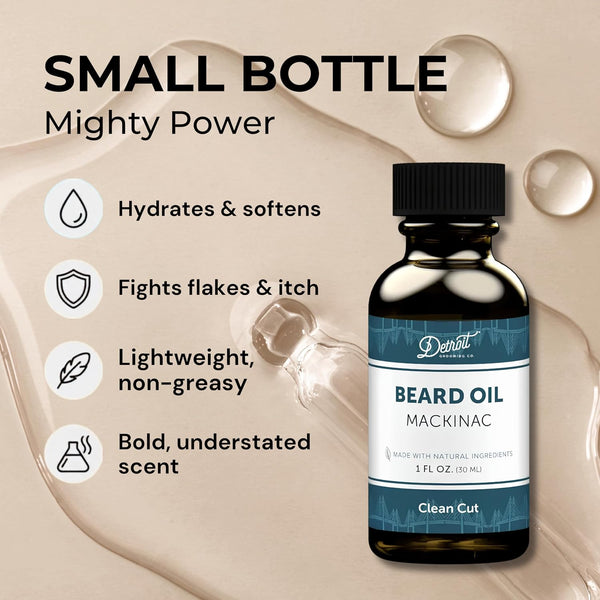 Detroit Grooming Co. Beard Oil | Mackinac| Natural Formula, 1 oz Mackinac 1 Fl Oz (Pack of 1)