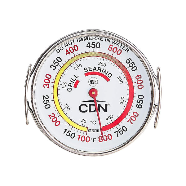 CDN Grill Surface Thermometer | Proaccurate®, Temperature Zones, High Heat, Color-Coded Scale - Laboratory Glass Lens - Perfect for Grill, BBQ,