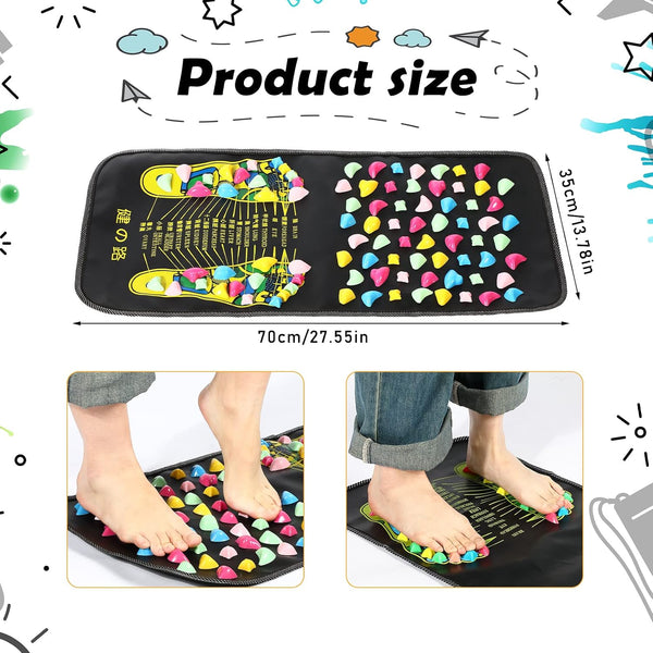 Trelaco Foot Massage Mat Reflexology Walk Stone Road Foot Massage Acupoint Mat for Acupressure Relaxes for Long Sitting Elderly Students and
