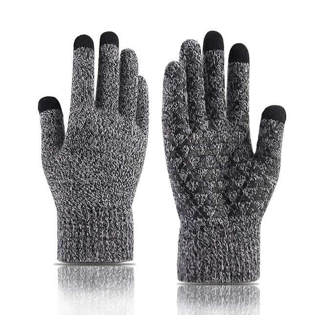 Andiker Winter Knit Gloves, Men Women Touch Screen Cold Weather Gloves, Full Finger Soft Warm anti Slip Gloves for Hikin