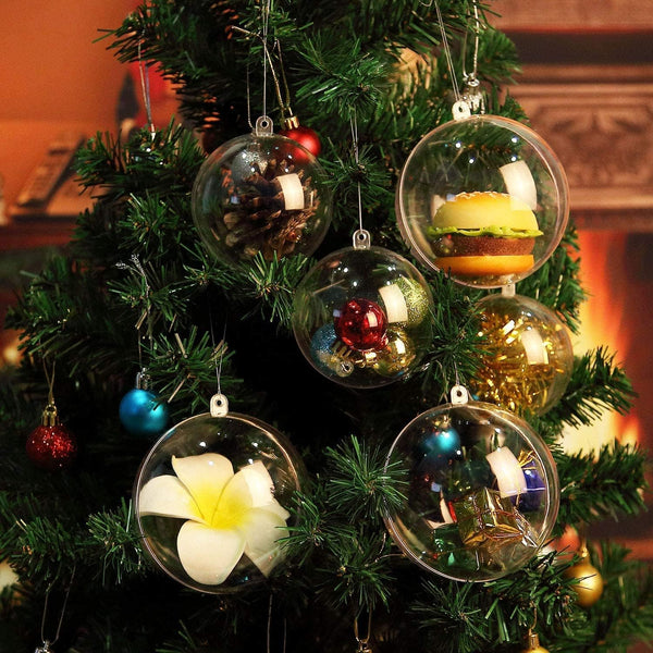 20Pcs Clear Fillable Ornaments Ball, AGM DIY Plastic Christmas Tree Hanging Ornaments Ball, 3.94'' Decoration Art Crafts for New Years Present,