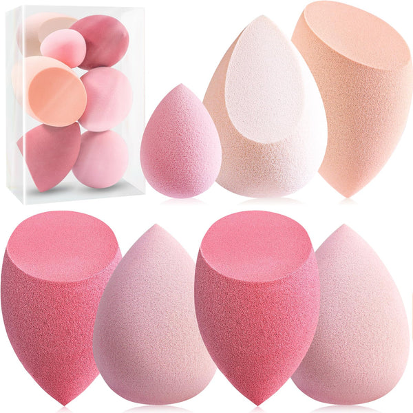 Makeup Sponge Set Foonbe Blender Sponges 7 Pcs for Liquid, Cream, and Powder, Latex Free, Multi Colored Beauty Sponges with 1 Mini Sponge, Vegan &