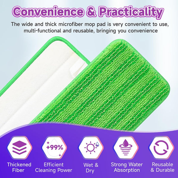 8 Pack Reusable Mop Pads Compatible for Swiffer PowerMop,Microfiber Mop Pads for 13-15'' Spray Mop, Floor Mop Pads Refills for Swiffer, Machine