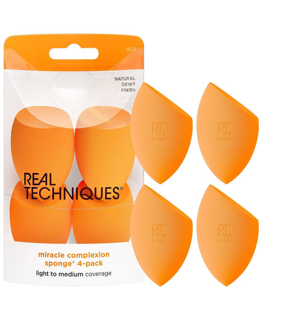 Real Techniques Miracle Complexion Sponge, Makeup Blender for Liquid and Cream Foundation, Full Coverage, Streak-Free Professional Makeup Tool,