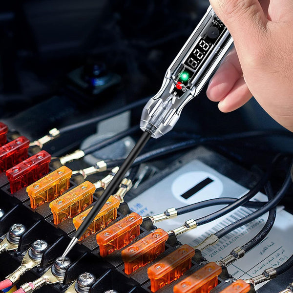 Upgraded Buzzer Automotive Test Light, DC 3-72V Heavy Duty Digital LED Circuit Tester with Voltmeter & Dual Color Polarity Indicate Light,