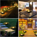 Huaxu Solar Lights Outdoor Garden, Crackle Globe Glass Lotus Decor, Waterproof LED Metal Flower Decorations for Patio,Lawn,Walkway,Tabletop,Ground
