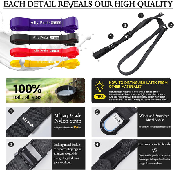 Ally Peaks Pull up Assistance Bands System,Up to 410 Lbs Assistance, Resistance Bands,Adjustable and Replaceable Pull up Assist Band,Assisted Pull