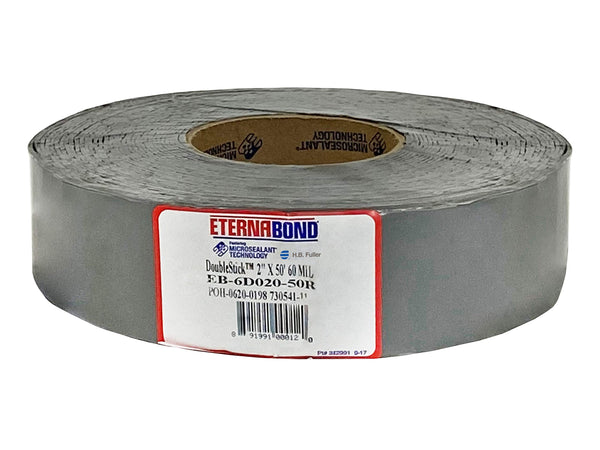 Eternabond Doublestick 2" X50' Double-Sided Bonding Tape | 60 Mil Adhesive Thickness | EB-6D020-50R | Permanent, Weather Proof, Self Sealing Bond