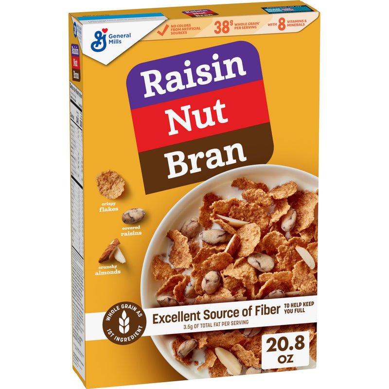 Raisin Nut Bran Cereal, High Fiber Cereal, Made with Whole Grain, 20.8 oz 20.8 Ounce (Pack of 1)