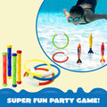 JOYIN 18Pcs Diving Pool Toys for Kids, Swimming Pool Toy with Storage Bag Includes 4 Pool Rings, 4 Diving Sticks, 4 Bandits, 6 Treasures