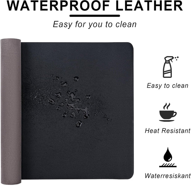 Leather Desk Pad Protector,Non-Slip Desk Pad(Black, 23.6" x 13.7") Black 23.6" x
