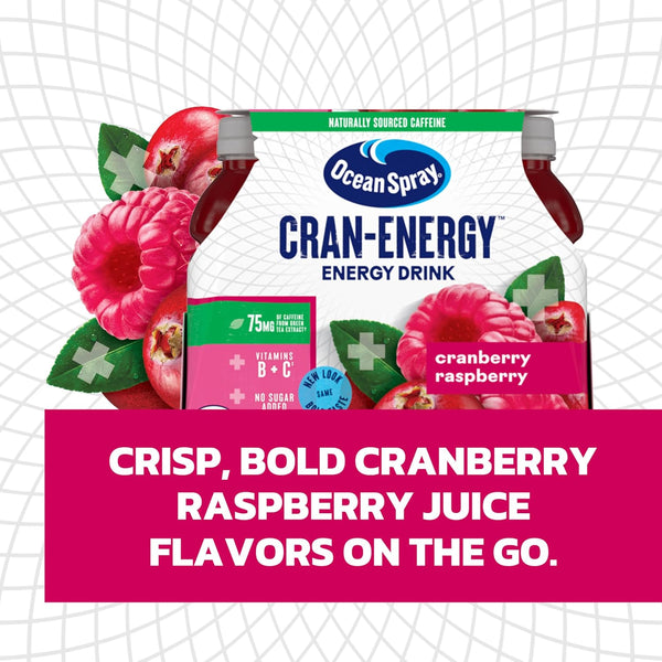 Ocean Spray® Cran-Energy™ Cranberry Raspberry Juice Drinks, 10 Fl Oz Bottles, 6 Count (Pack of 1) Cranberry Raspberry 10 Fl Oz (Pack of 6)