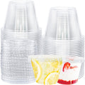 50 Pack Clear Cups with Lids,6 Oz Plastic Disposable Cups with Flat Lids(No Hole),Crystal PET Dessert Party Cups for Smoothy'S,Ice
