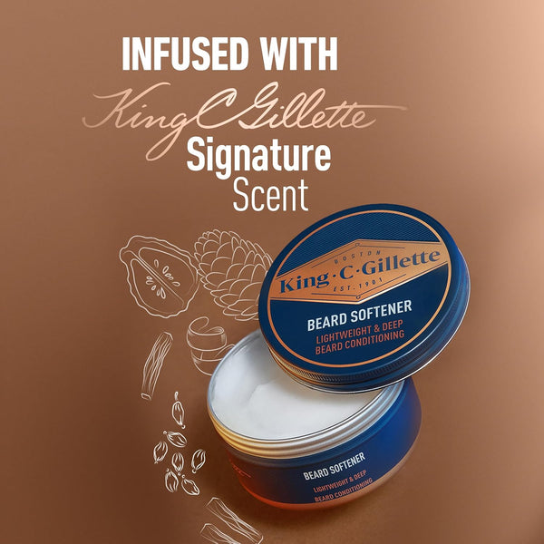 King C. Gillette Soft Beard Balm, Deep Conditioning with Cocoa Butter, Argan Oil and Shea Butter 3.4 Ounce (Pack of 1) Beard Balm