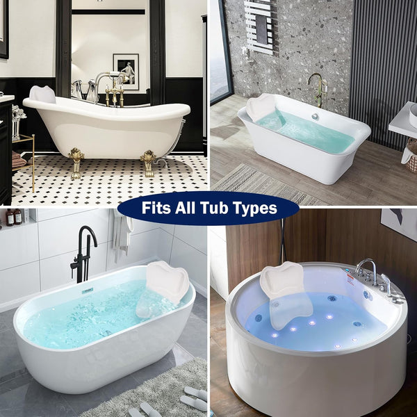 Bathtub Pillows Bath Pillow Luxury Bathtub Pillows for Back and Neck Support Soft & Comfortable Bath Pillows for Tub 4D Air Mesh Fabric 6 Non-Slip