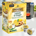 Twinings Lemon & Ginger Herbal Tea K-Cup Pods for Keurig, 24 Count (Pack of 1), Tangy & Spicy, Naturally Caffeine-Free, Enjoy Hot or Iced Lemon &