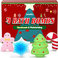 SeasonBliss Christmas Bath Bombs Set, Shower Bombs, Stocking Stuffer, 4 PCS Handmade Bubble Bath with Gingerbread & Christmas Tree & Candy Cane &