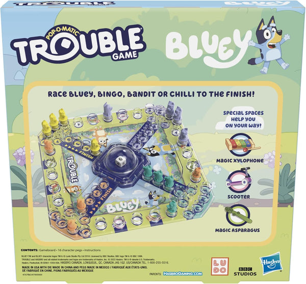 Hasbro Gaming Trouble: Bluey Edition Board Game for Kids, 2-4 Players, Race Bluey, Bingo, Bandit, or Chilli to the Finish, Ages 5 and up (Amazon