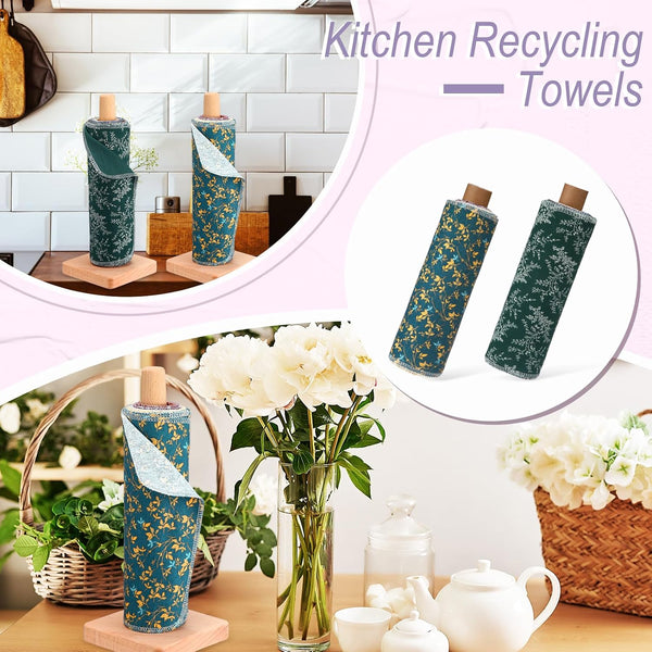 Redbaker 50 Pcs Reusable Paper Towels Paperless Reusable Cotton Cloths Toilet Absorbent Washable Paper Towels with Roll Kitchen Dishcloth for