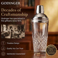 Godinger Dublin Crystal Cocktail Shaker with Lid - Glass Martini Shaker, Drink Shaker for Home Bar, Bartender Gift, 17oz Silver