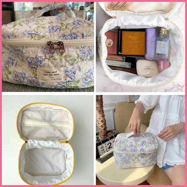 uekeboag Large Travel Quilted Makeup Bag for Women (03White-Bear) 1Pc 03 White Bear