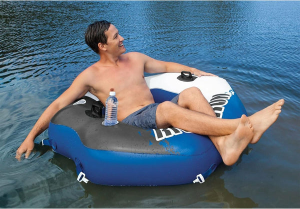 Intex 58854EP River Run Connect Inflatable Floating Lounge: Comfortable Backrest â Built-In Cup Holder â Durable Grab Handles â Easy-To-Use