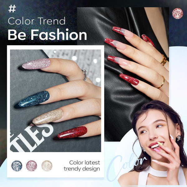 modelones Glitter Gel Nail Polish Set, 6 Colors Fall Winter Shimmer Sparkle B 4-Glitter Gala