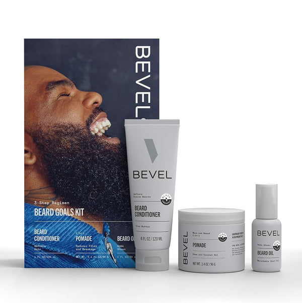 Bevel Mens Beard Grooming Kit - Includes Beard Conditioner, Beard Balm and Beard Oil to Soften, Hydrate and Strengthen Beard and Reduce Skin