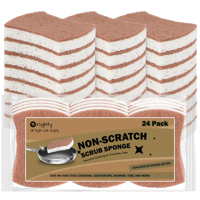 Orighty Non-Scratch Scrub Sponge, 24-Pack, Cellulose Kitchen Scrubber Sponges, I