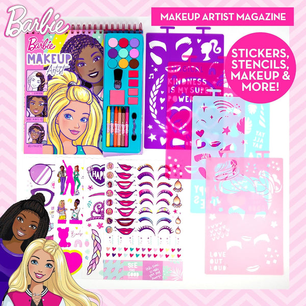 Barbie Makeup Artist Magazine by Horizon Group USA, Create Your Own Hair & Makeup Looks Using 130+ Stencils, 180+ Stickers, Crayons, Pretend